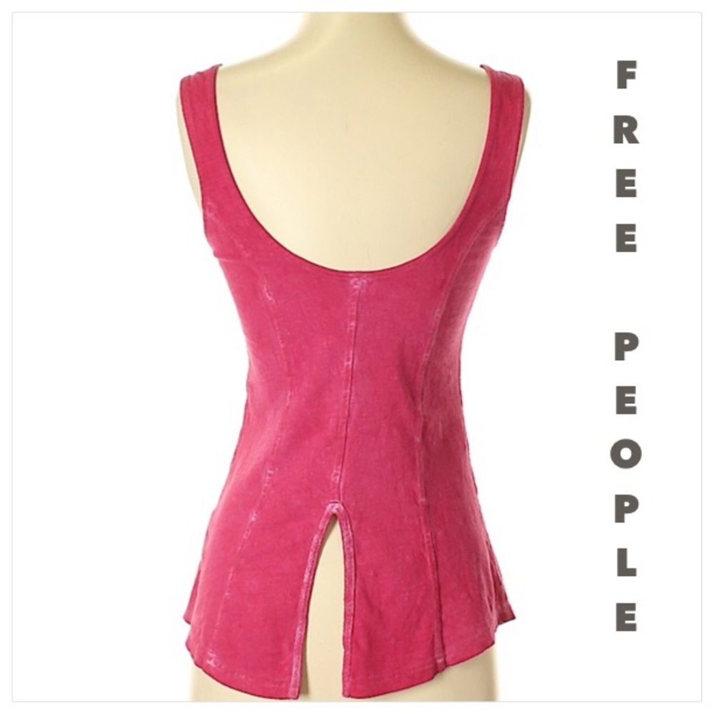 FREE PEOPLE Magenta BOHO EMBELLISHED cut sharp top - Picture 2 of 8